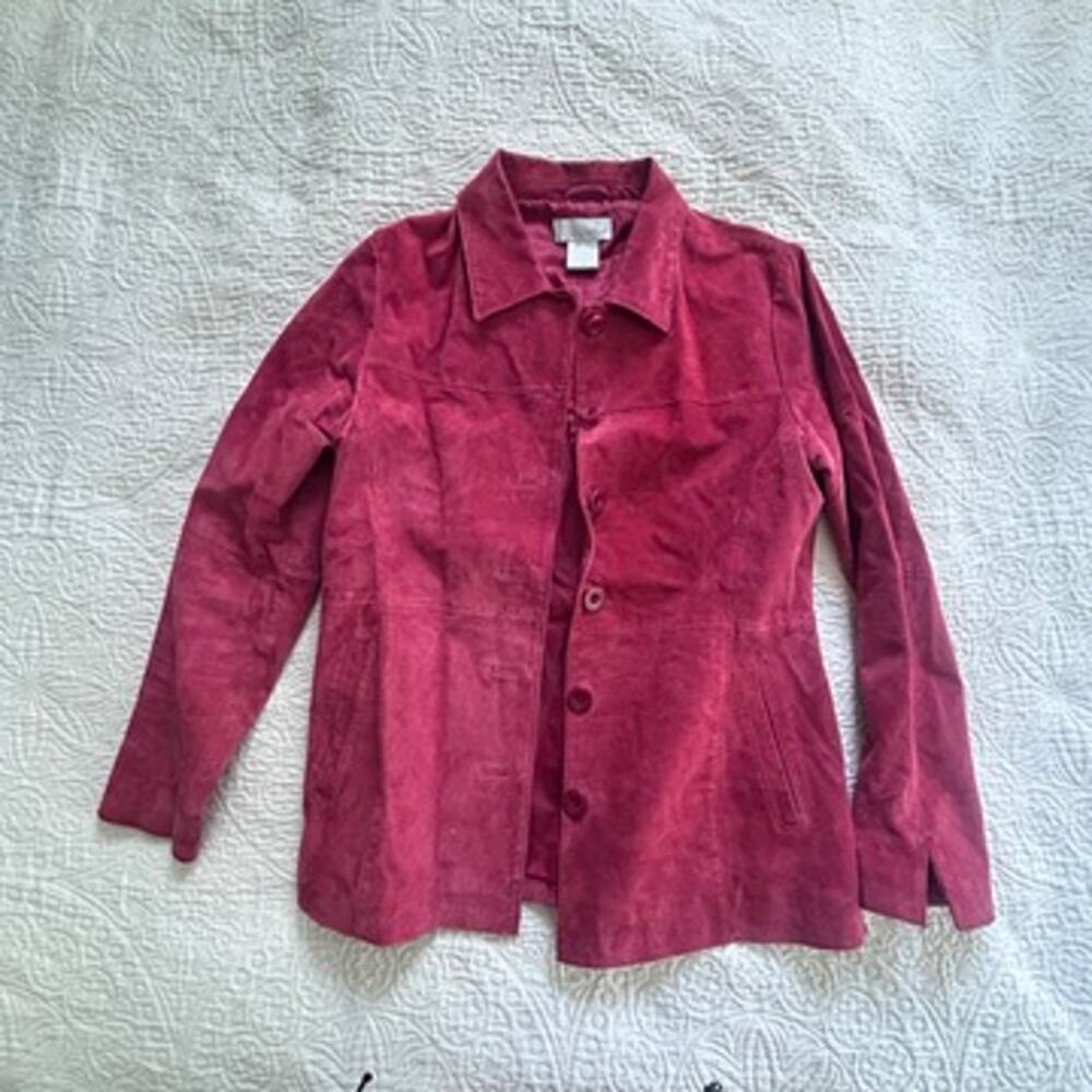 Spiegal Vintage Suede Leather Coat, Cranberry, size 8
